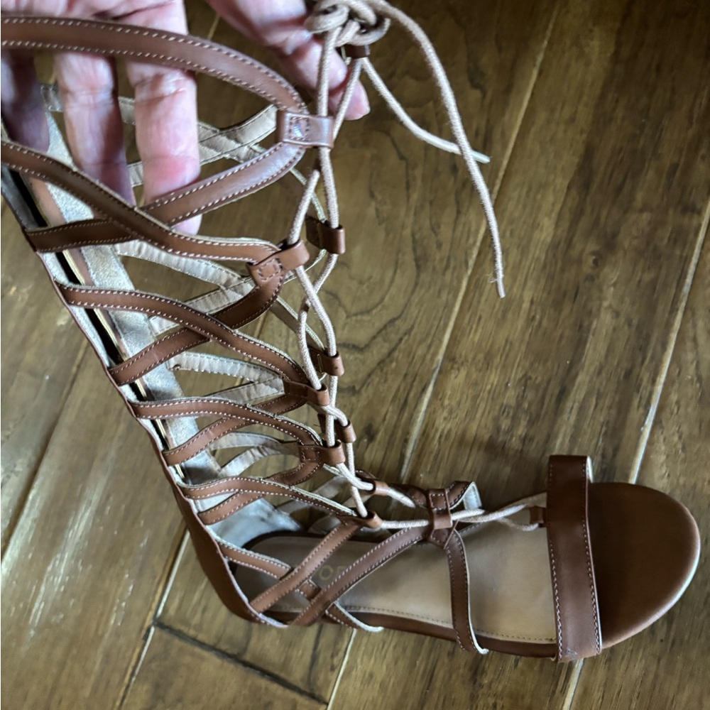 Report Tan Strappy Knee high Gladiator Sandals